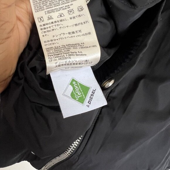 Diesel Bomber Jacket Black Blue Reversible Full Zip Size Small S Hooded - Picture 3 of 9